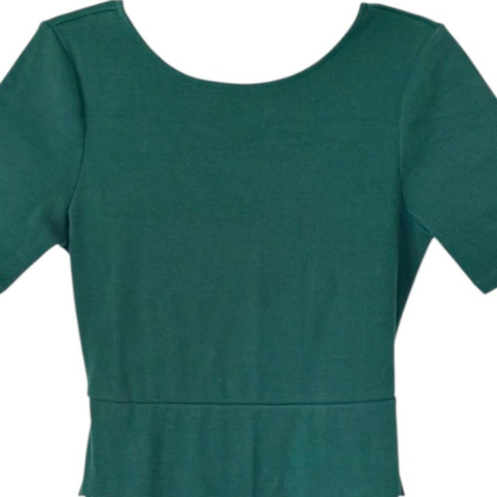 Boden Short Sleeved Cut Out Rib Jersey Midi Dress - Emerald Night - 10R - Picture 5 of 10